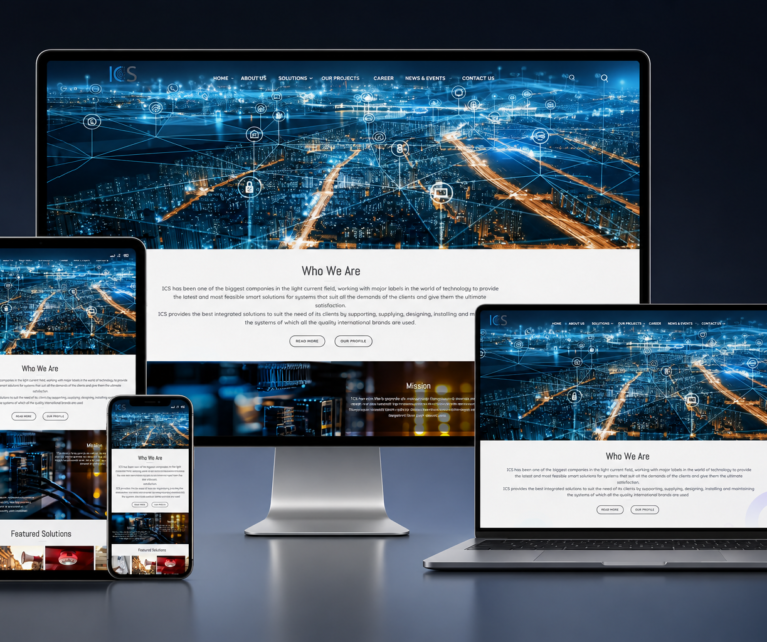 A modern corporate website designed and developed for ICS Egypt, presenting the company’s integrated technology solutions, applications, expertise, and industry partnerships through a clear and professional digital experience.