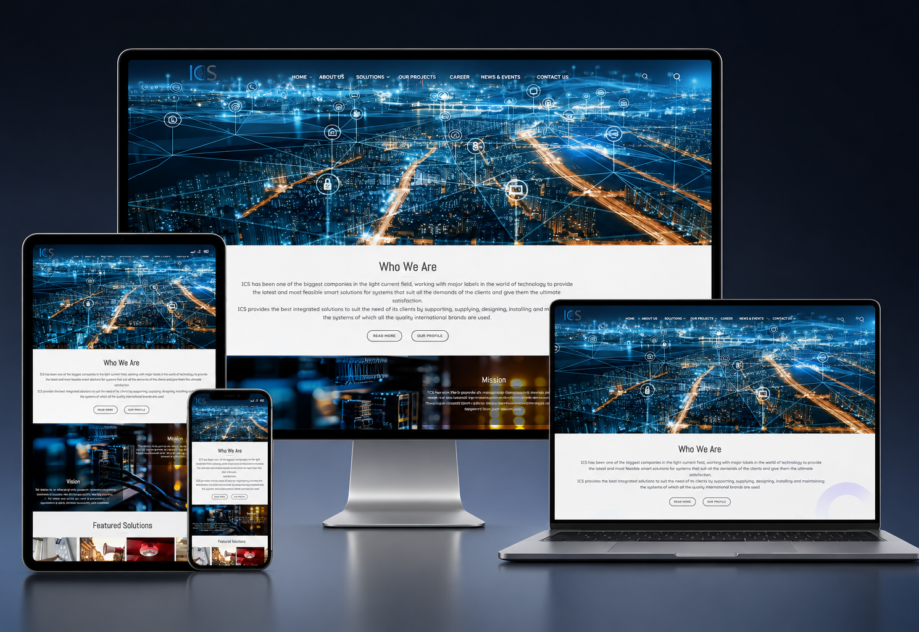 A modern corporate website designed and developed for ICS Egypt, presenting the company’s integrated technology solutions, applications, expertise, and industry partnerships through a clear and professional digital experience.